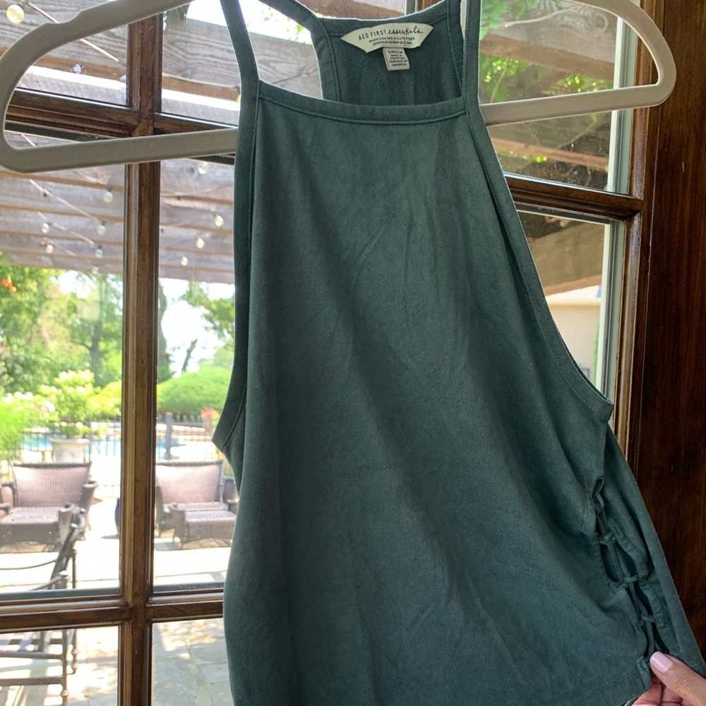 Suede top with lace sides